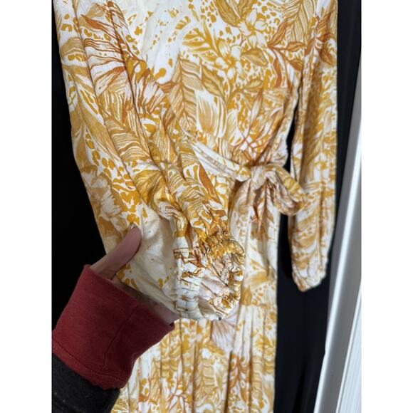 BOHOME Collection Women's Dress XS Maxi Marigold White Tropical Resort Peasant - Picture 3 of 11